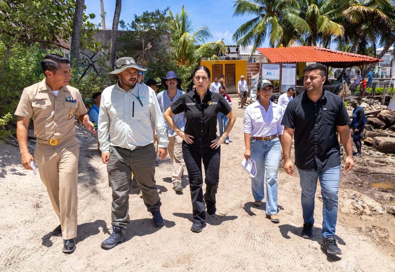 Sargazo en Playa del Carmen: Sheinbaum, Mara Lezama y Estefanía Mercado refuerzan estrategia